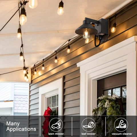 Outdoor Wall Sconce With Built In GFCI Outlets No Fuss Waterproof Aluminum Exterior Lighting in porch setup with lights
