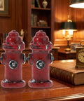 Mini Fire Hydrant Set With Dope Resin Fire Extinguisher Models, 1.77 Inch Tiny Firefighter Statues For Dollhouse Decor on desk