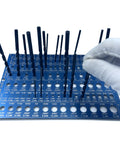 3 In 1 Stainless Steel Drill Bit Gauge Pro With 118 Holes, showing various drill bits inserted, blue PVD laser engraved finish