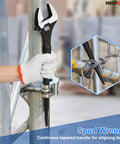 Two Piece Spud Wrench Set With 12 Inch Adjustable Spud Wrench And 16 Inch Spud Wrench With Reversible Jaw And Hammer Head in use