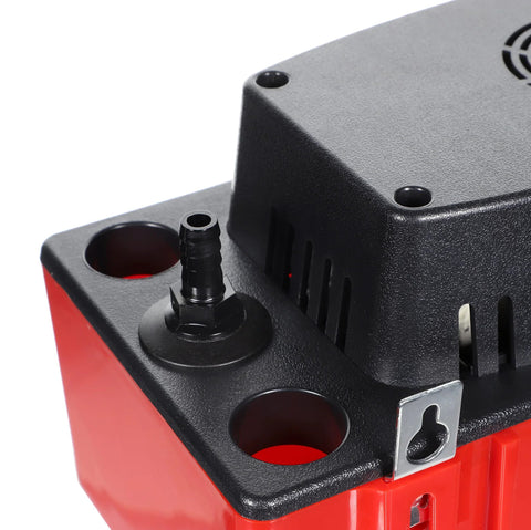 Diversitech ULTRACP-22 condensate pump close-up: red base, black top housing with removable check valve