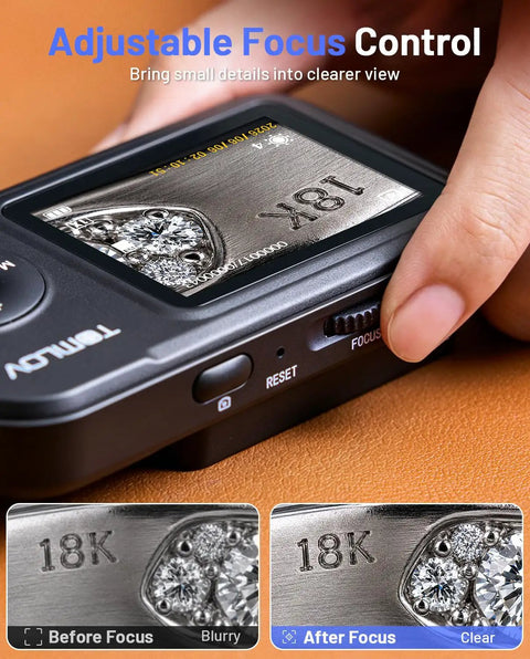Portable Handheld Digital Microscope With Adjustable Focus And Two Point Four Inch IPS Screen For Close Up Inspections Of Coins Stamps Gems Jewelry Fabrics Rocks Circuit Boards Watch Parts And Plant Details, hand adjusting focus