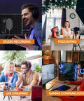 Studio Recording Microphone With Isolation Shield, Pop Filter And Metal Tripod Stand used for podcasting, streaming, gaming