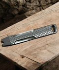 Everyday Carry Mini Pry Bar Keychain With Screwdriver And Box Opener Heavy Duty Stainless Steel EDC Tool on wooden surface