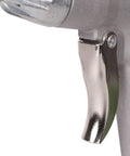 Close-up of the metal trigger on Whisper Jet 80 Safety Air Gun With Volume Control And Pistol Grip For Quiet Pro Grade Cleaning
