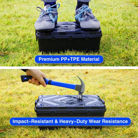 Outdoor Waterproof Electrical Box IP54 Weatherproof Outlet Cover for Extension Cords and Power Strips Socket Plug Guard LAN Router Housing for Complex Wiring Dust Rain Protection 13 By 8 By 6 Inch, shown with impact-resistant material