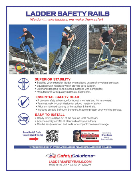 Extension Ladder Standoff Stabilizer Featuring Walk Through Safety Rails For Legit Fall Protection And Hella Smooth Footing On Uneven Sides Or Nasty Rooftop Edges