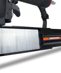 Close-up of Heavy Duty Workhorse 18 Gauge Pneumatic Brad Nailer And Quarter Inch Crown Stapler Combo showing quick release magazine.