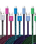 Teeind USB-C braided fast-charging cables, 6 ft, 5-pack, assorted colors (front view)