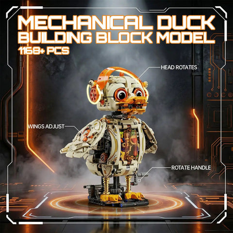 Gear Driven Mechanical Duck Build Set With Rotating Head And Moving Wings, Motor Drive Module, 1168 Piece Engineering Toy, Epic Gift For Adults And Tech Enthusiasts, Creative STEM Project For Birthday, front view