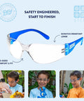 Kids Blue Safety Glasses Lightweight Protective Eyewear For School And Lab Use Comfortable All Day Fit Scratch Resistant
