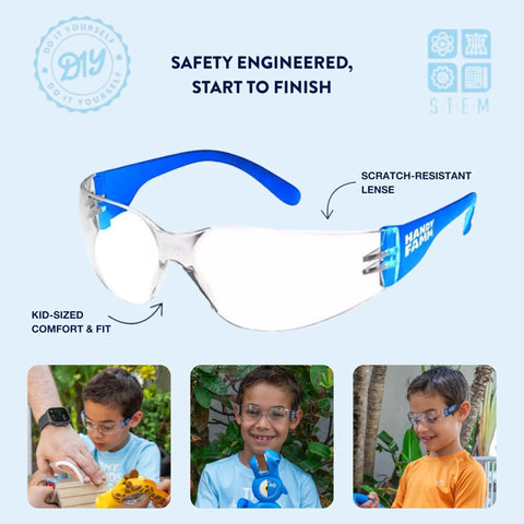 Kids Blue Safety Glasses Lightweight Protective Eyewear For School And Lab Use Comfortable All Day Fit Scratch Resistant
