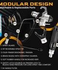 Modular design of Professional Airless Paint Sprayer Gun Pumping Hefty 3600 PSI with detachable parts like spray tip and ergonomic trigger.