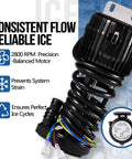 Ultra Quiet 110V 2W Ice Maker Water Pump Replacement For Commercial Machines Pro Grade Build, close-up with specs.