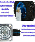 Industrial Pneumatic Caster Wheels With 360 Degree Swivel Top Plate And Fixed Plate For Workbenches, Carts, Furniture, Garage And Outdoor Use, Heavy Duty Casters With Stainless Steel Screws For Easy Moving And Smooth Rolling Setup, featuring thickened wheel hub and flat top details.
