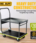 Upgraded Push Cart Dolly 700 Pounds Heavy Duty Foldable Platform Truck with Wheels, showing 2-tier design and steel frame.