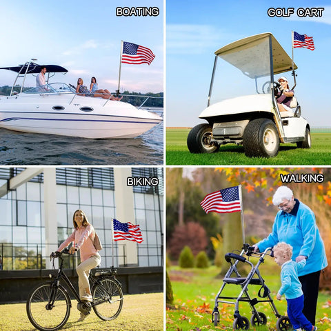 Boat Flag Pole Kit 12x18 Marine Grade Stainless Steel With Storage Bag Adjustable Flagpole Holder 50 Stars Embroidered American Flag