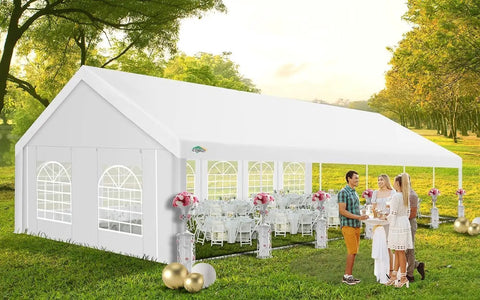 Heavy Duty 20x40 Outdoor Party Tent With 12 Sidewalls And 16 Church Windows White Event Shelter For Backyard Parties Weddings And BBQs