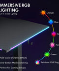 FLEXISPOT E6G CyberX RGB LED Electric Gaming Standing Desk 55 Inch features immersive RGB lighting with multi-color effects.