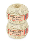 Unbleached 12 Ply Cotton Butcher Twine 720 Feet Food Grade String For Cooking Wrapping And Trussing Turkey Roasting Crafting And DIY Projects Durable 2mm Thick Easy To Dispense 2 Pack stacked on white background.