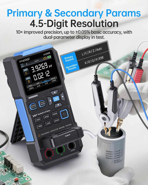 Pro Grade LCR Meter 100kHz With 19999 Counts Auto Component Detect Capacitance Resistance Inductance Testing ESR Q D Theta X Readouts