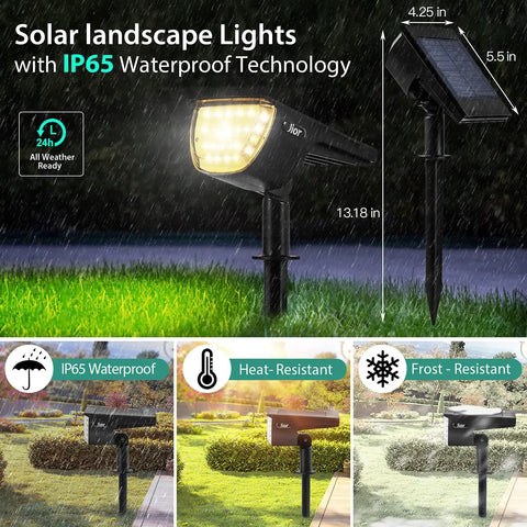 Solar Landscape Spotlight Kit With 32 LED Outdoor Wall Lights IP65 Waterproof 4 Pack adjustable spotlight in rain