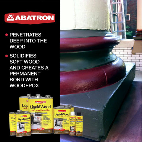 Epoxy Wood Restoration Kit For Damaged Wood Permanently Harden Fill Replace And Waterproof With Easy To Use LiquidWood displayed.