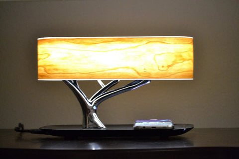 Bedside Tree Lamp With Bluetooth Speaker And Wireless Qi Charging Led Dimming Night Light Tree Of Life Decor in warm light