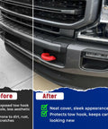 Red Silicone Front Tow Hook Covers For Ford Super Duty F250 F350 F450 2017-2026, Flush Fit Design, Easy Install - Before and After