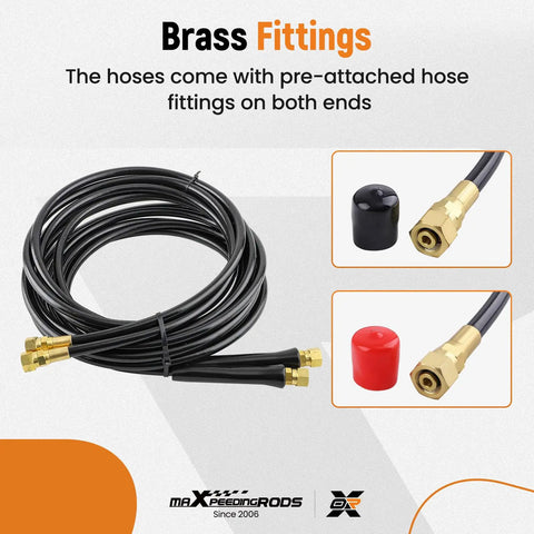 Two 16 Ft Outboard Hydraulic Steering Hose Kit HO5116 For SeaStar Teleflex Systems With Pre Attached Fittings visible looped cords