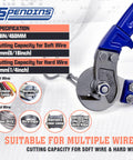 18 Inch Heavy Duty Wire Rope Cutter with Ergonomic Handle Design reviewing cutting capacities for copper, aluminum, steel cables