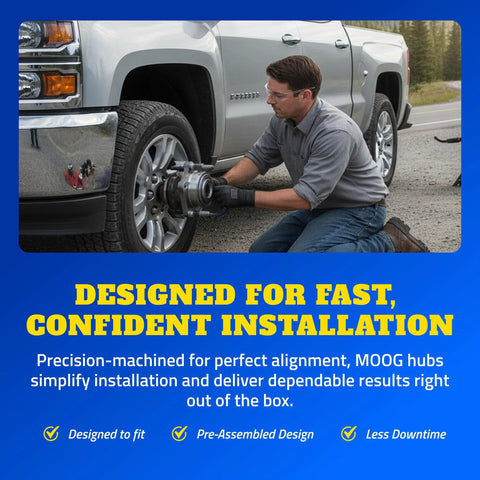Mechanic installing Wheel Bearing And Hub Assembly Fits Kia Sorento Telluride Carnival Santa Fe Palisade Santa Cruz And Hyundai SUVs Replaces 513446 Durable Easy Install For 2020 Through 2023 Models Beef Up The Ride on pickup truck