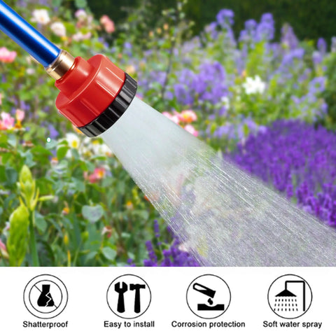1000-Hole Garden Hose Nozzle With Soft Mist Spray watering colorful garden with gentle flow