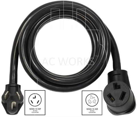 Heavy Duty 50 Foot 30 Amp Dryer Extension Cord NEMA 10 30 3-Prong for Electric Dryer with 600 Volt Jacket STW 10 3