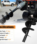 Beefy 18 Inch By 48 Inch Heavy Duty Auger Bit For Skid Steer Post Hole Digger And Mini Excavator with 2 Inch Hex Adapter