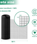 16 Gauge Black Vinyl Coated Welded Wire Mesh Roll 24 Inch By 50 Foot 1x1 Inch Square Hardware Cloth product specifications