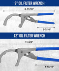 Oil Filter Wrench Set With 9 Inch And 12 Inch Adjustable Removal Pliers For Engine Filters Cars And Trucks 2 Piece