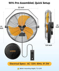Diagram of 18 Inch Outdoor Wall Mount Fan With 600D Oxford Cover Dustproof Weatherproof IPX4 Waterproof For Patios And Garages