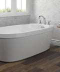 Woodhurst Roman Tub Faucet Chrome Deck Mount Two Handle Bath Faucet For 3 Hole Install Sleek Built To Last Chrome Finish Trim Kit Valve Sold Separately shown on modern tub
