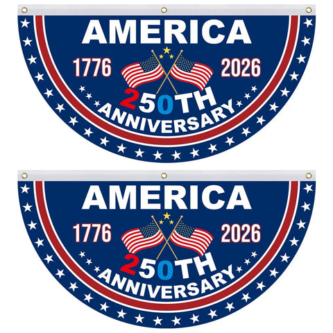 250th Anniversary American Flag Bunting Set, Two Pieces 1.5 By 3 Feet, 1776 To 2026 Patriotic Banner For Indoor Outdoor Use, 4th Of July