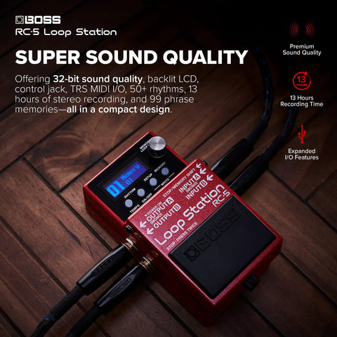 RC-5 Loop Station: Compact Pedal for Next-Level Looping, 32-Bit AD-DA and Floating-Point Processing, 13 Hours Recording