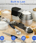 Magnetic Measuring Cups And Spoons Set For Kitchen Use With Nesting Design And Readable Measurements, stainless steel design
