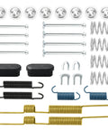 Top Notch Rear Parking Brake Hardware Kit For Toyota Camry 4Runner Pickup T100 Tacoma Tundra Fits Models From 87 Through 2011 Replaces 18K655 And WK3016 With Smooth Operation. Rear parking brake hardware kit with steel springs, pins, clips, and hold-down parts