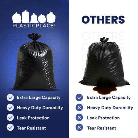 Heavy Duty 95 To 96 Gallon Black Garbage Liners 1.5 Mil Tear Resistant Trash Bags For Rollaway Carts 61 By 68 Inch compared to lesser options.