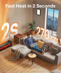 33 Inch Baseboard Heater 1500 Watts Delivering Straight Fire Warmth Via Wide Top Air Outlet And Smart Remote Thermostat in a cozy living room.