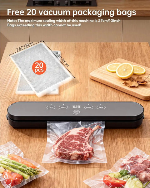 Compact Four In One Vacuum Sealer For Food With Digital Timer And 100W Motor sealing steak, vegetables in vacuum bags