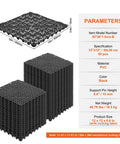 Interlocking Drainage Floor Tiles 50 Piece Set Black 12 By 12 Inch Soft PVC Mats With Non Slip Drain Holes For Restrooms, Bathrooms, Kitchens, Pools, And Wet Areas.