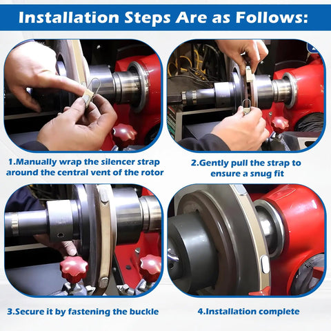 Installation of Adjustable Brake Lathe Silencer Band For Ventilated Rotors With Plug And Play Install on red brake lathe