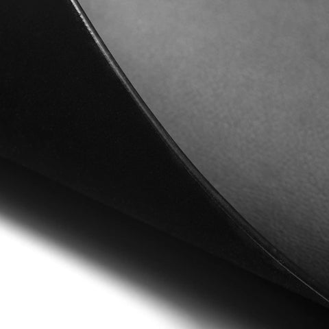 Close-up of black Leather Desk Blotter Pad 17 By 12 Inches Flat Non Slip Waterproof with velvet back showing the non-glare surface.