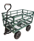 Four Wheel Trailer With Double Deck Detachable Sides, Heavy Duty Steel Utility Cart For Farm, Warehouse, Garden And Yard Work